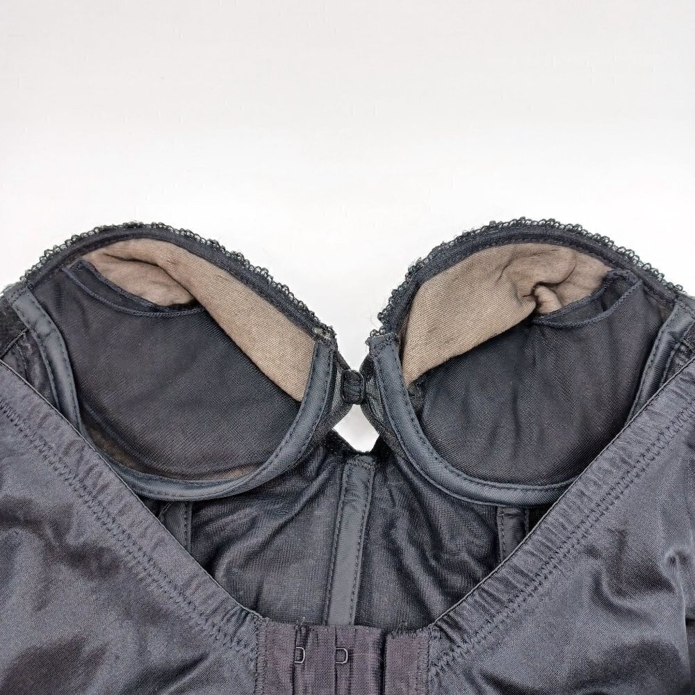 Vintage Black Bustier Lingerie Women's 34A Boning Strapless Sexy Pin Up Glam - Picture 6 of 8